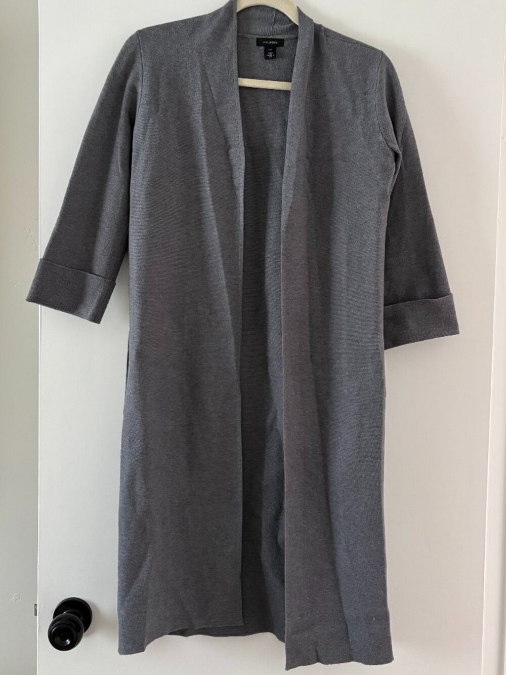 Halogen Grey Three Quarter Sleeve Longline Cardigan (XXS)